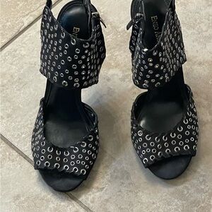 Black Studded Women's Sandals-10M